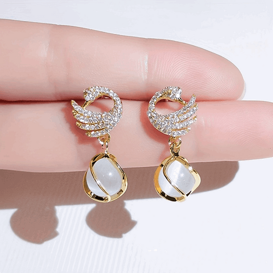 Elegant Swan Pendant Earrings For Women (B050)