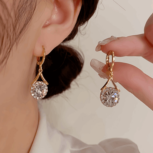 French-Inspired Cubic Zirconia Drop Earrings For Women (B086)