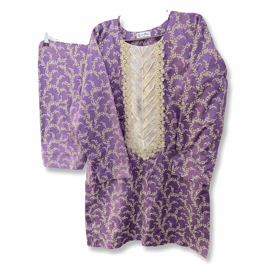 Purple Printed Kurta With Farshi Shalwar