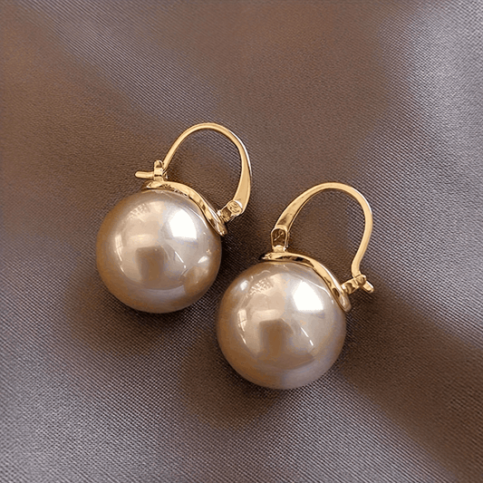 Imitation Pearl Pendant Hoop Earrings – Vintage Elegant Style for Daily Wear (B066)