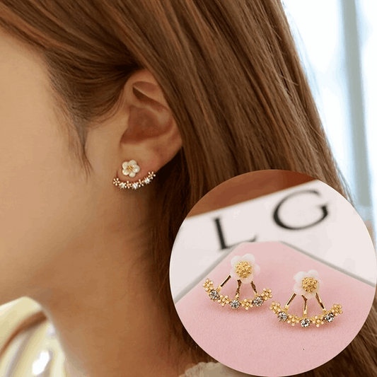 Daisy New Korean Fashion Earrings Flower Back Hanging Studs (B044-88)