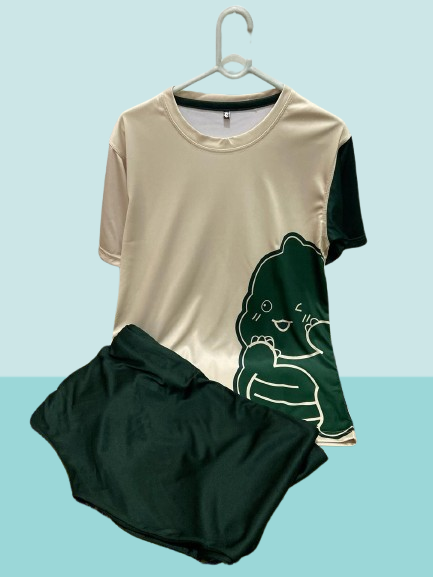 Sangenoor TS001- Women's short sleeves Tshirt and Green full Trouser-Soft micro fiber for Summer/Winter