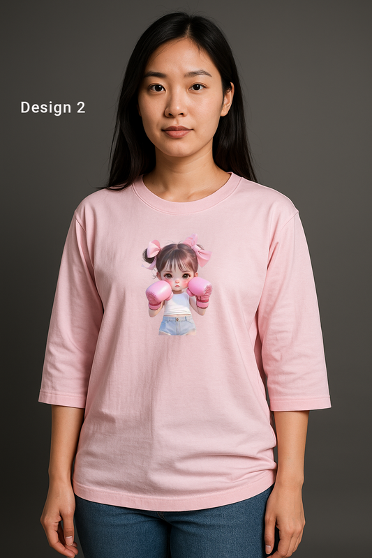Cotton Jersey Light Pink  Roung Neck Tshirt-Quarter Sleeves