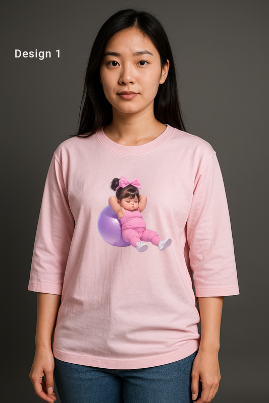 Cotton Jersey Light Pink  Roung Neck Tshirt-Quarter Sleeves