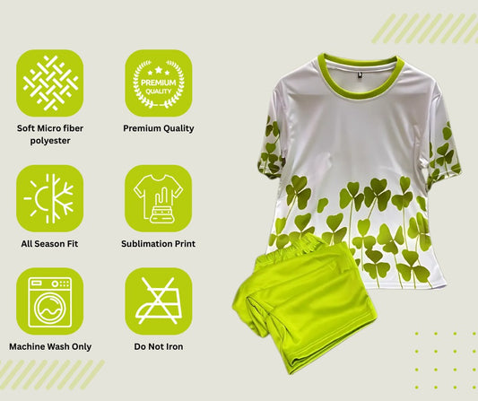 Sangenoor TS023- Women's Elegant Parrot green Trouser and Tshirt-All Season-