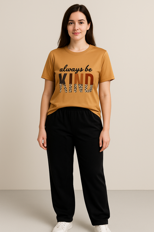 Sangenoor TS008- Women's short sleeves Tshirt and  full black Trouser-Soft micro fiber for Summer/Winter-Nightwear
