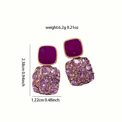 1 Pair Vintage Elegant Purple Rhinestone Earrings For Women (B077)