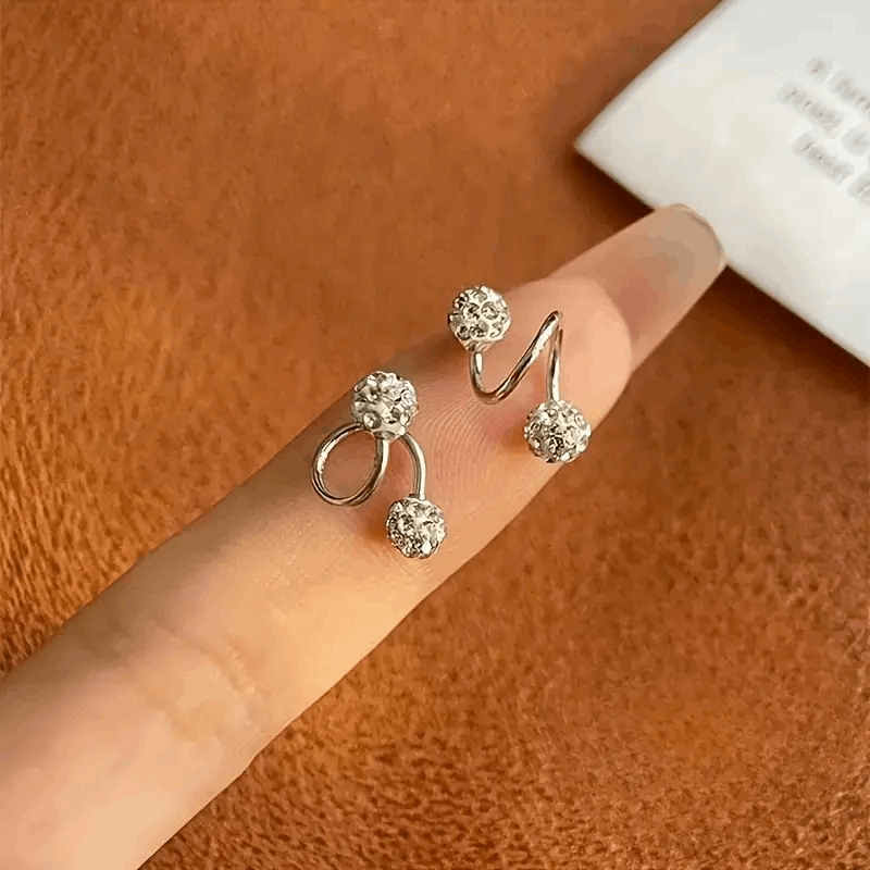Irregular S-Shaped Zirconia Earrings – Stylish Design for Daily, Party Occasions (B070)