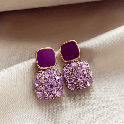 1 Pair Vintage Elegant Purple Rhinestone Earrings For Women (B077)