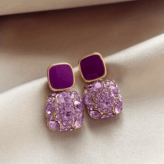 1 Pair Vintage Elegant Purple Rhinestone Earrings For Women (B077)