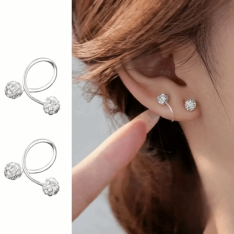 Irregular S-Shaped Zirconia Earrings – Stylish Design for Daily, Party Occasions (B070)