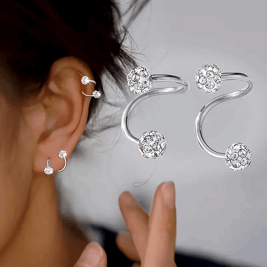 Irregular S-Shaped Zirconia Earrings – Stylish Design for Daily, Party Occasions (B070)