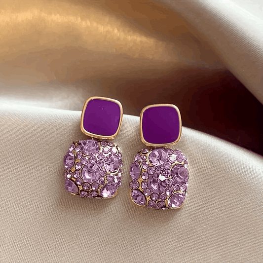 1 Pair Vintage Elegant Purple Rhinestone Earrings For Women (B077)