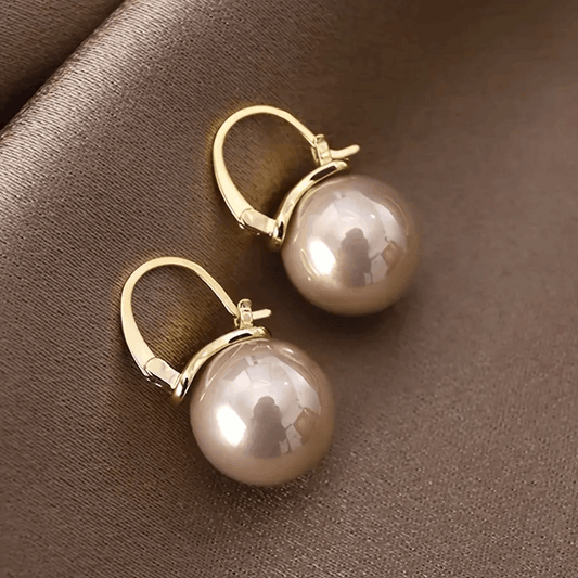 Imitation Pearl Pendant Hoop Earrings – Vintage Elegant Style for Daily Wear (B066)