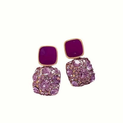 1 Pair Vintage Elegant Purple Rhinestone Earrings For Women (B077)