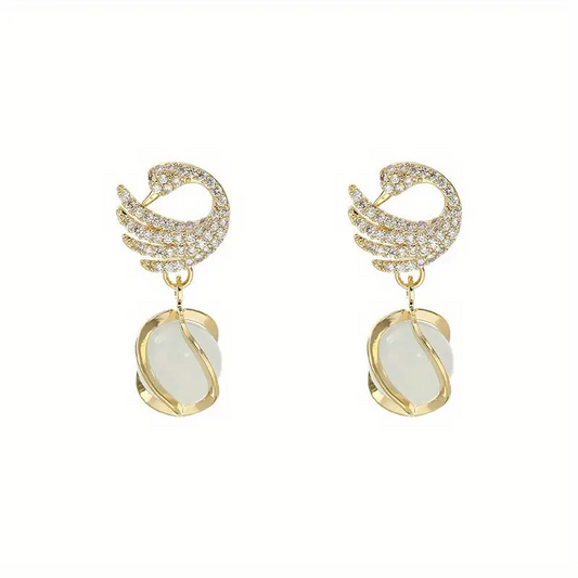 Elegant Swan Pendant Earrings For Women (B050)