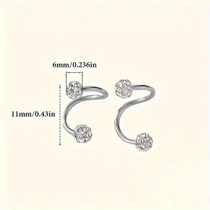 Irregular S-Shaped Zirconia Earrings – Stylish Design for Daily, Party Occasions (B070)